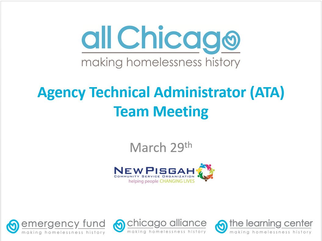 ATA Meeting March 30, 2016 Helpdesk Homeless Management